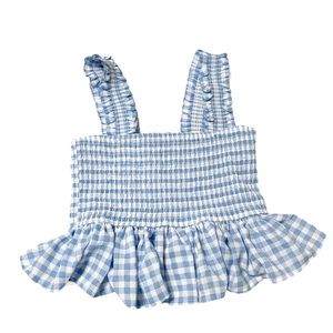 Gingham Ruffled Crop tank top Sz Large